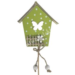 Beszúrós pöttyös madárházikó, zöld, 8x9 cm