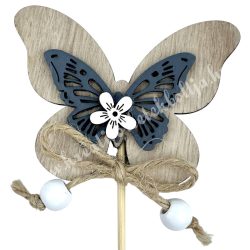 Beszúrós fa pillangó, natúr, 7x5,5 cm