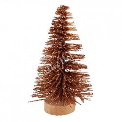 Fenyőfa, csillámos, rosegold, 6,5 cm
