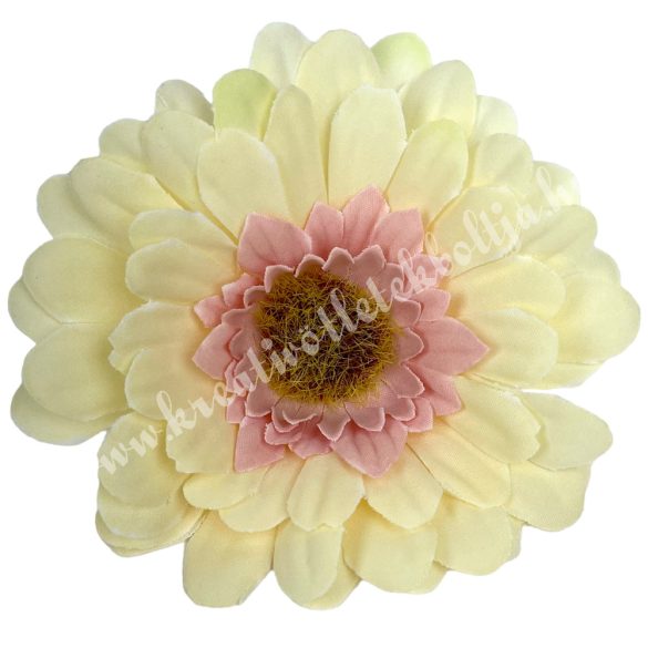 Gerbera virágfej, krém-rózsaszín, 8 cm