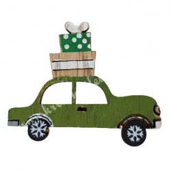 Ragasztható zöld autó, csomagokkal, 4,5x3,5 cm