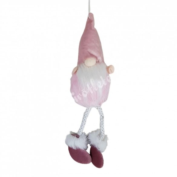 Akasztós lógó lábú manó, rózsaszín, 21 cm