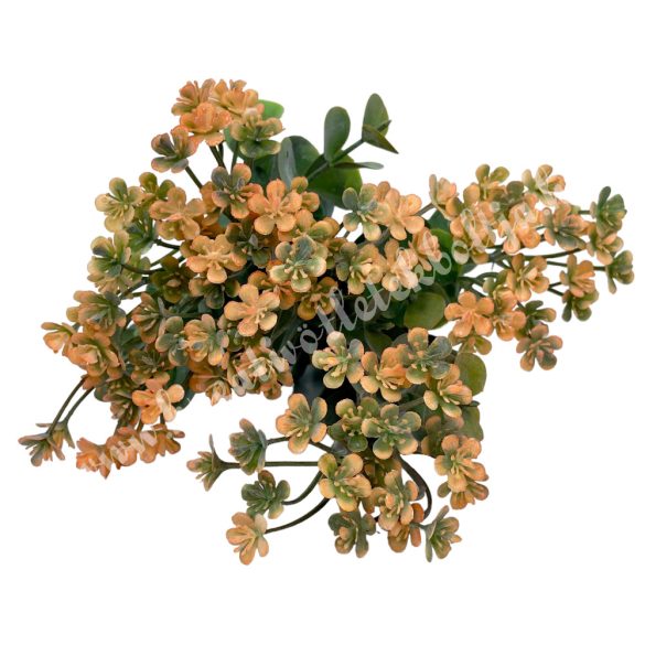 Eukaliptusz csokor apró virágokkal, narancs, 36 cm
