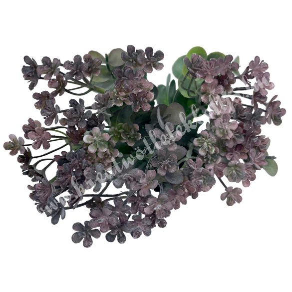 Eukaliptusz csokor apró virágokkal, mályva, 36 cm