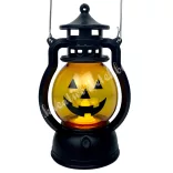 Műanyag halloween töklámpás, LED világítással, 6x12,5 cm