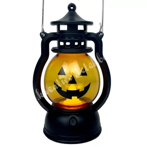 Műanyag halloween töklámpás, LED világítással, 6x12,5 cm