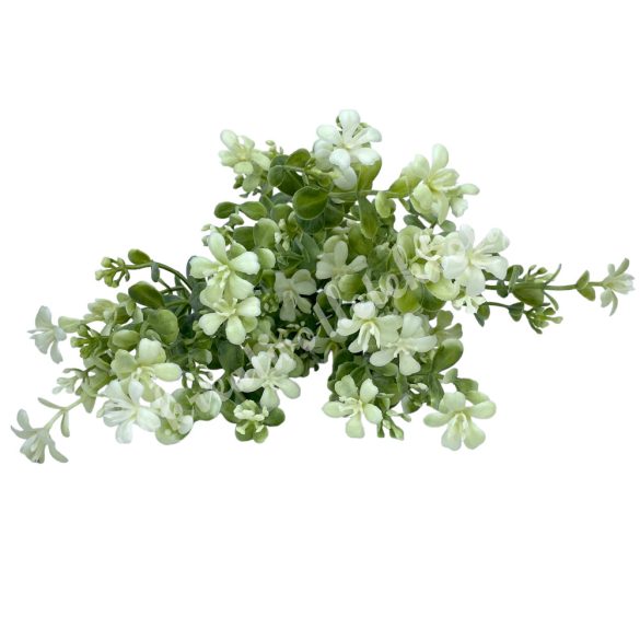 Zöld csokor fehér virággal, 33 cm