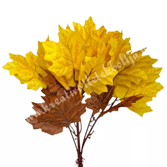 Őszi levélcsokor, sárga-barna, 39 cm