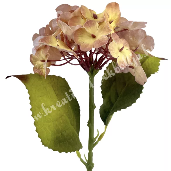 Gumi hortenzia szál, cirmos sárga, 40 cm