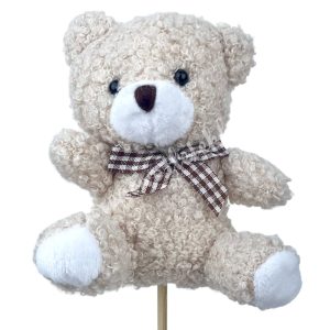 Betűzős plüss maci, bézs, 10x11 cm