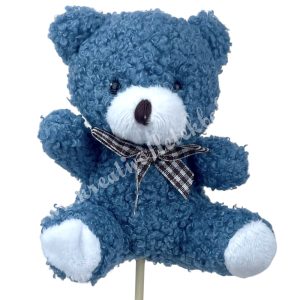 Betűzős plüss maci, kék, 10x11 cm