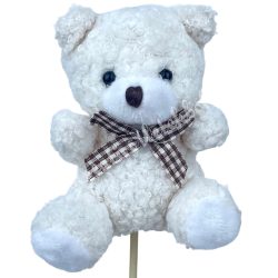 Betűzős plüss maci, törtfehér, 10x11 cm