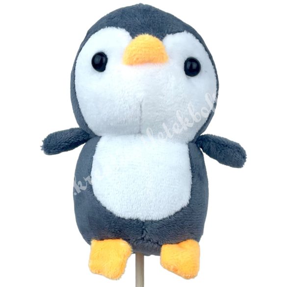 Betűzős plüss pingvin, szürke, 9x11 cm