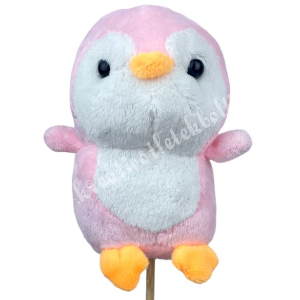 Betűzős plüss pingvin, világos rózsaszín, 9x11 cm