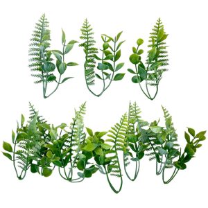 Bukszus-páfrány-eukaliptusz ágak, zöld, 12 cm, 10 db/csomag