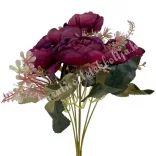 Peonia csokor, bordó, 30 cm