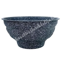 Műanyag tál, kerek, ezüst, 17x9 cm