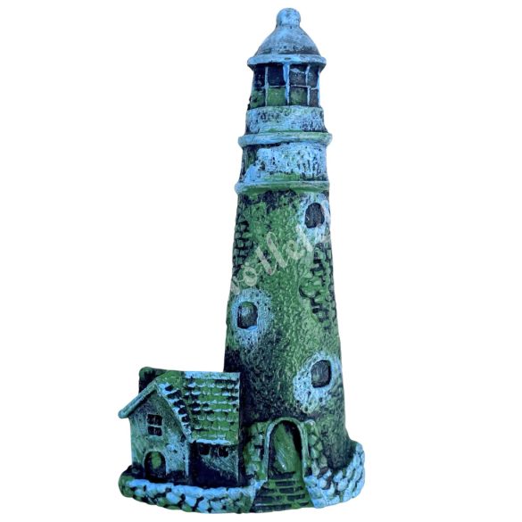 Ragasztható polyresin világítótorony, antikolt, 5x9 cm
