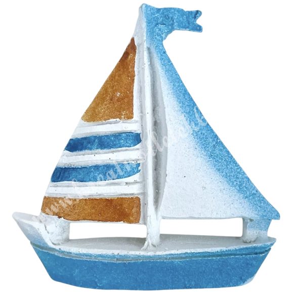 Ragasztható polyresin vitorlás hajó, 6x6,5 cm