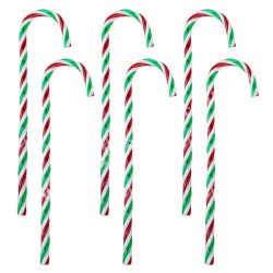   Karácsonyfadísz, cukorpálca, piros-fehér-zöld, 3,5x13 cm, 6 db/csomag
