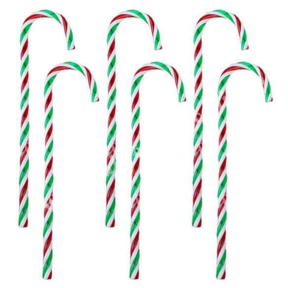 Karácsonyfadísz, cukorpálca, piros-fehér-zöld, 3,5x13 cm, 6 db/csomag