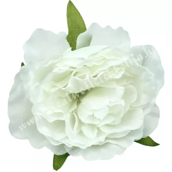 Fodros virágfej, fehér, 8 cm