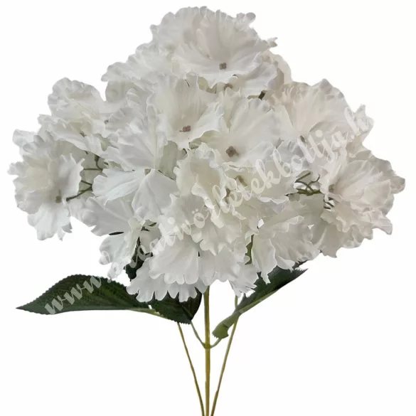 Hortenzia csokor, fehér, 47 cm