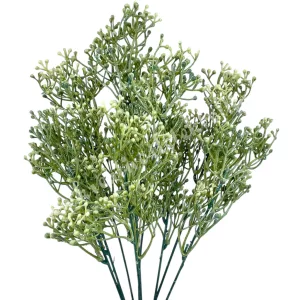 Zöld csokor bogyóval, krém, 40 cm