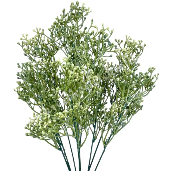 Zöld csokor bogyóval, krém, 40 cm