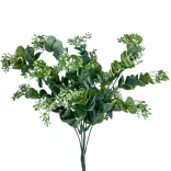 Zöld csokor bogyóval, fehér, 38 cm