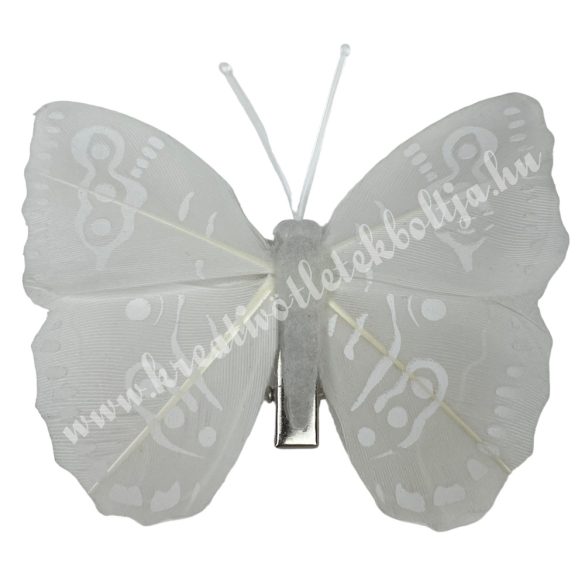 Csipeszes pillangó, fehér, 7,8x7 cm