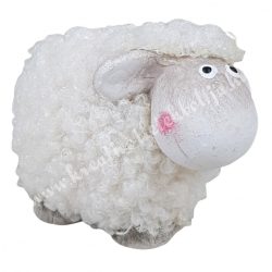 Bolyhos kerámia bárány, fehér, 7,5x6,5 cm