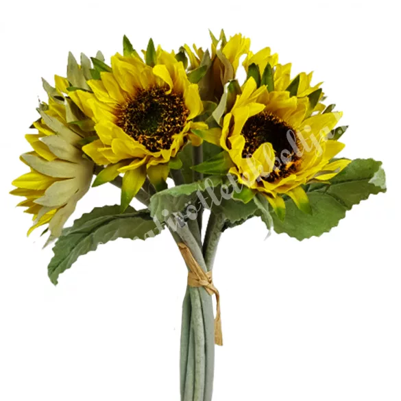 Hamvas szárú napraforgó csokor, kb. 28 cm