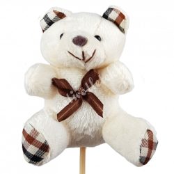 Betűzős maci, törtfehér, 9x11 cm