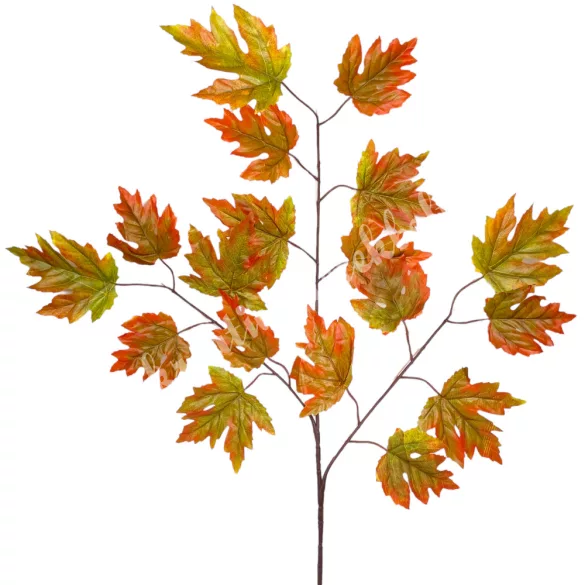 Levél ág, zöld-piros, 60x76 cm