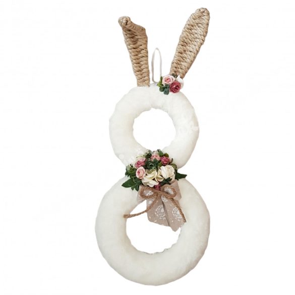 Szőrmés félkoszorú alap, pasztell rózsaszín, 20 cm