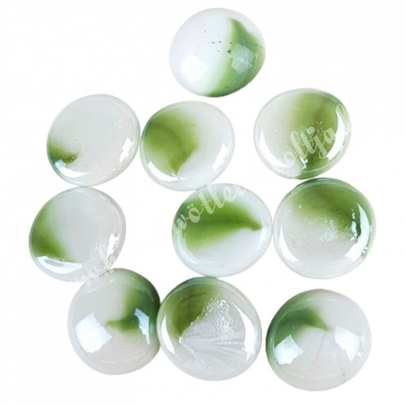 Üvegnugát, zöld-fehér, 2 cm, 10 db/csomag