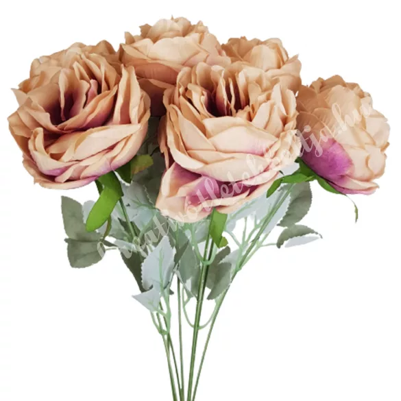 Hamvas levelű peonia csokor, cirmos, kb. 40 cm