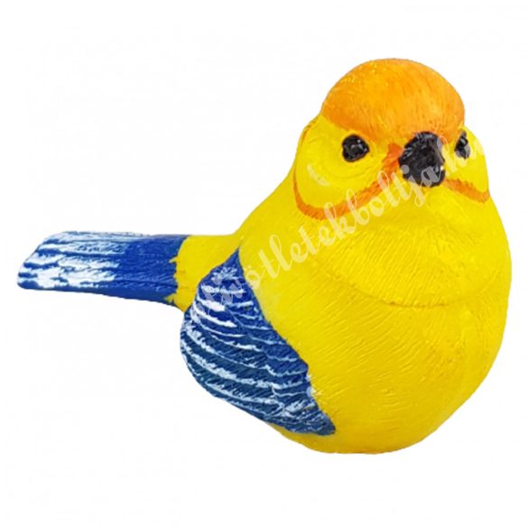 Polyresin madárka, kék-sárga,  6,5x4,5 cm