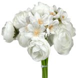 Boglárka csokor apró virágokkal, fehér, 30 cm