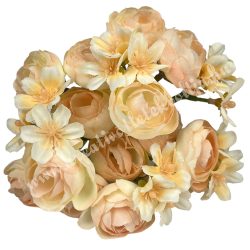 Boglárka csokor apró virágokkal, barack, 30 cm