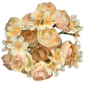 Boglárka csokor apró virágokkal, barack, 30 cm