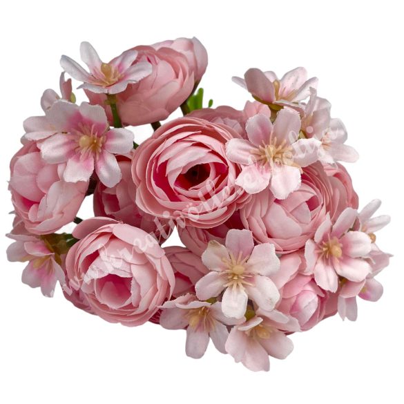 Boglárka csokor apró virágokkal, rózsaszín, 30 cm
