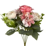 Peonia-rózsa csokor, rózsaszín-barack, 30 cm