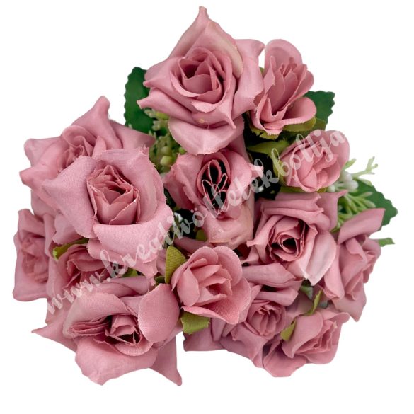 Kis virágú nyílt rózsacsokor, mályva, 29 cm