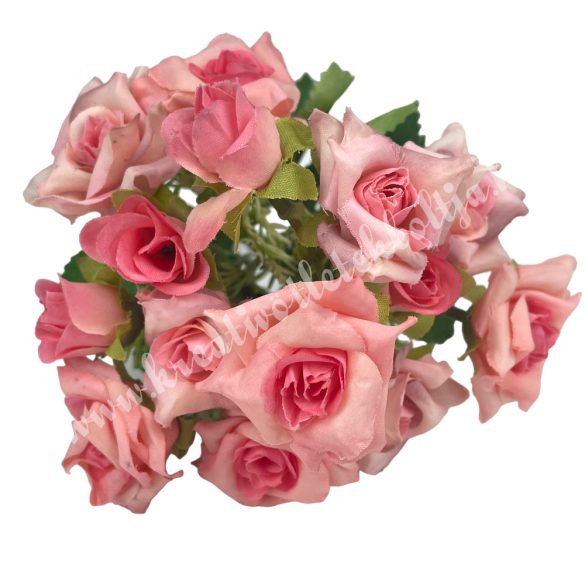 Kis virágú nyílt rózsacsokor, rózsaszín, 29 cm