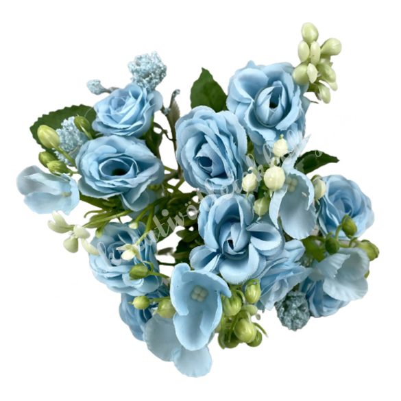 Vegyes virágcsokor, kék, 29 cm