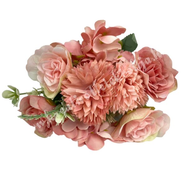 Vegyes virágcsokor, rózsaszín, 29 cm
