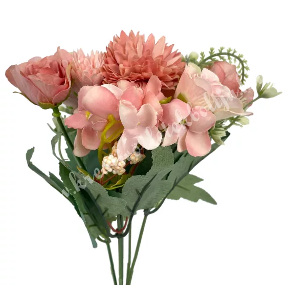 Vegyes virágcsokor, rózsaszín, 29 cm