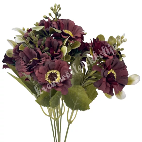 Margaréta csokor, bordó, 31 cm